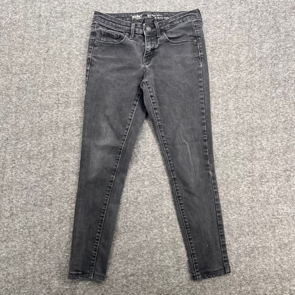 Mossimo Mid-Rise Skinny Jeans Crop‎ Faded Black Power Stretch 00/R 24 Womens